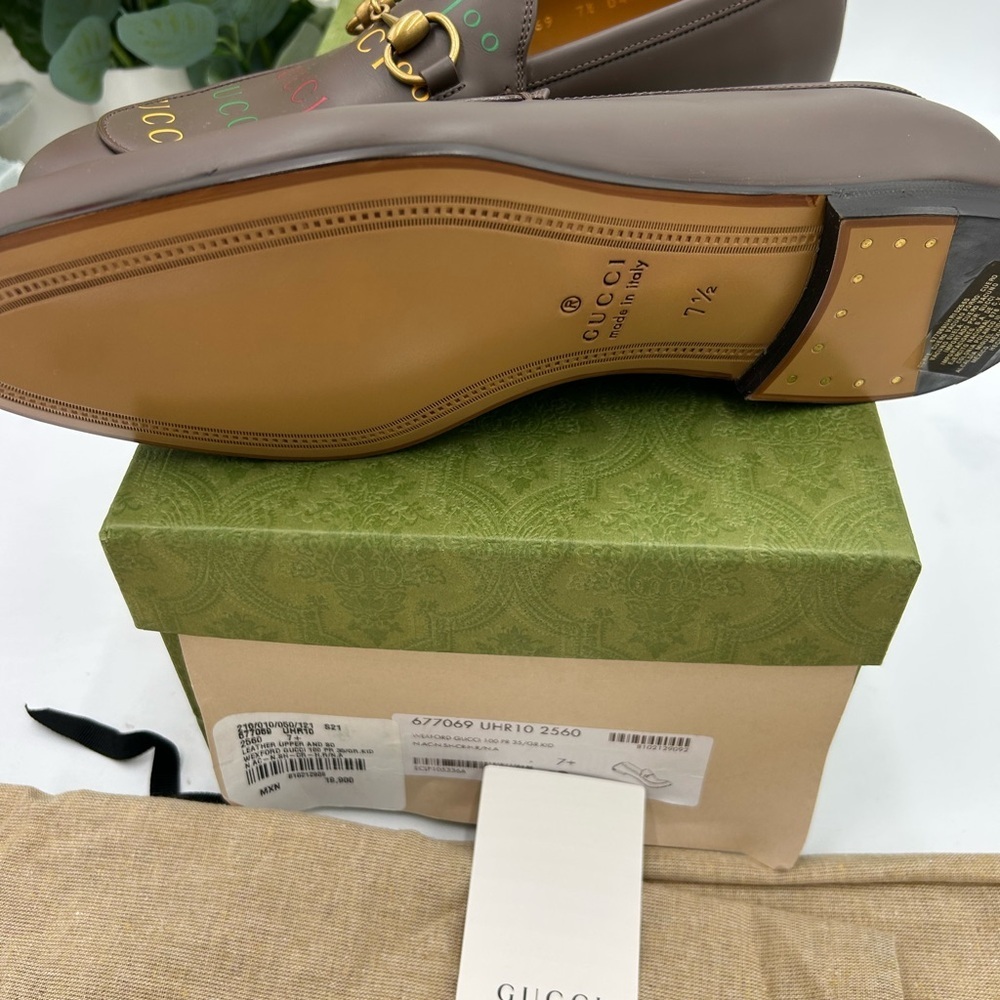 Men's Gucci JORDAAN horse bit 100th anniversary, Leather loafers 7.5 fits 8.5 US - Picture 6 of 10